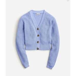 J.Crew Cottonblend Cropped Vneck Cardigan Sweater - S